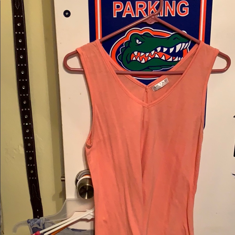 A peach v-neck tank top